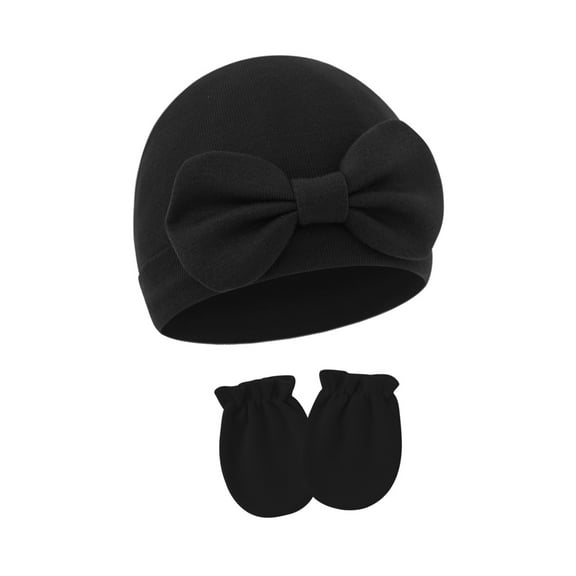 lixuesong Breathable Baby Bonnet Hat Newborns Bowknot Fetal Caps Comfortable Headwear with Gloves for 0 to 6 Months Unisex