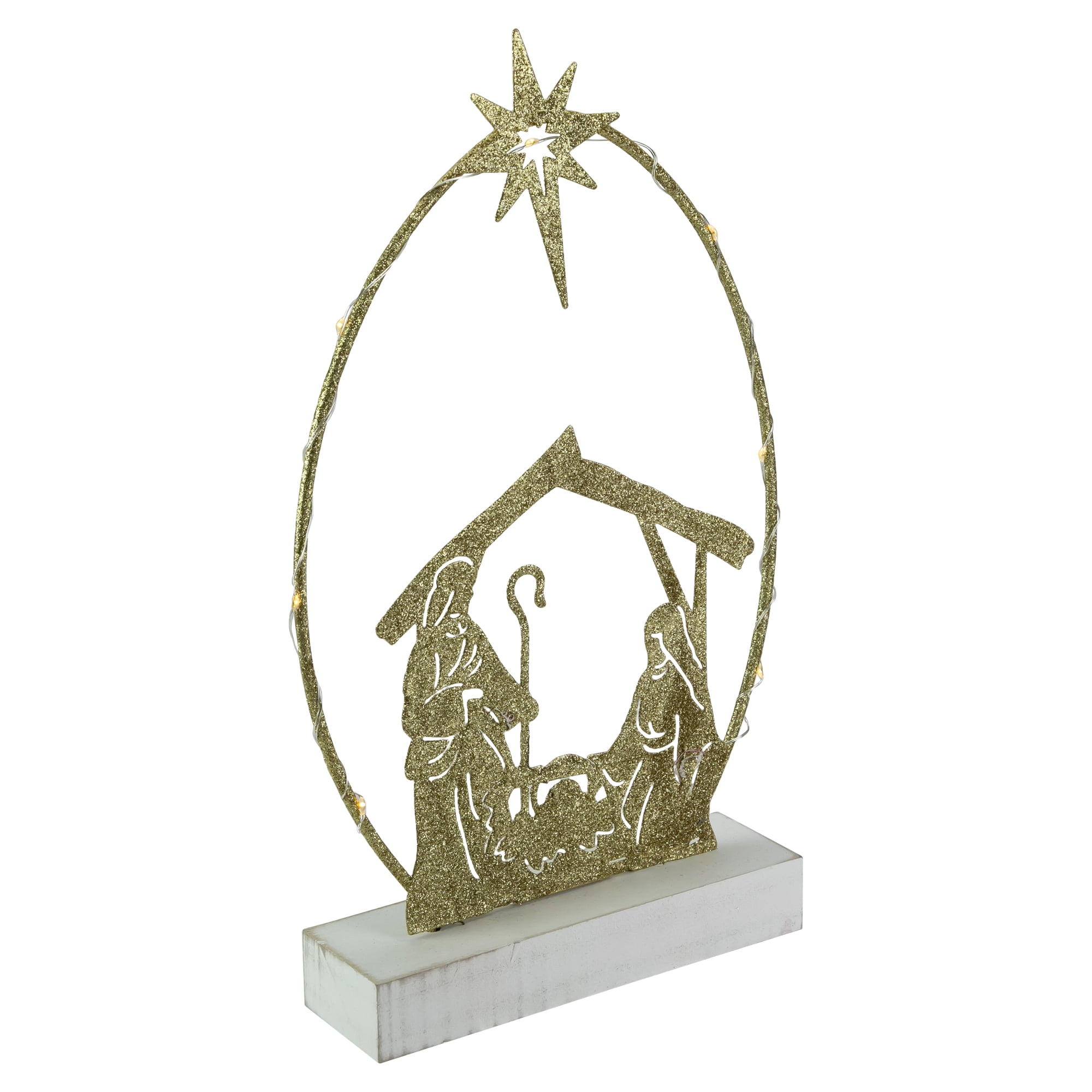 Northlight LED Lighted Glitter Holy Family Nativity Scene Christmas Decoration - 14"