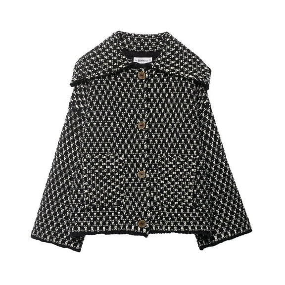 Uootdi Vintage Sweaters for Women Lapel Plaid Cardigans Button Down Chunky Knit Cardigan Sweater Jacket Coat with Pockets