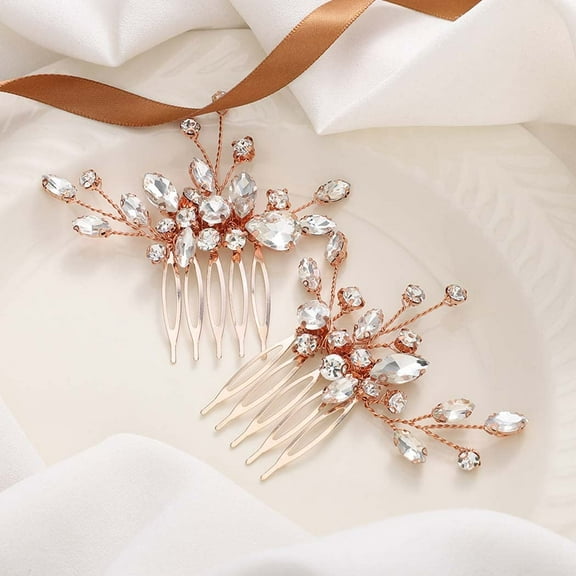 Bride Silver Wedding Hair Comb Rhinestone Bridal Headpiece Sparkly Crystal Hair Accessorie for Women and Girls (A-Silver)