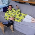 thumbnail image 3 of Wearable Oversized Blanket,Green Dinosaurs Skeletons Pattern Wearable Blanket Hoodie for Adults,Cozy Hooded Blankets with Super Pockets,Super Warm Fuzzy Pullover for Women & Men, 3 of 6