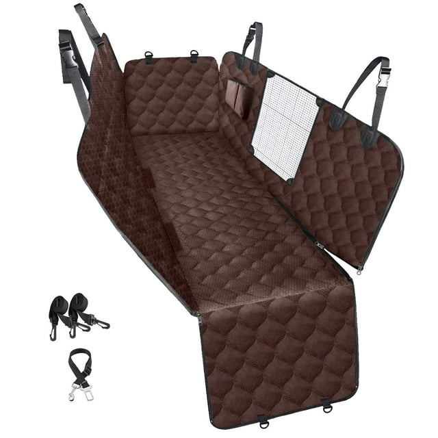Funda para asiento de coche para perros PETICON impermeable con ventana de malla marrón