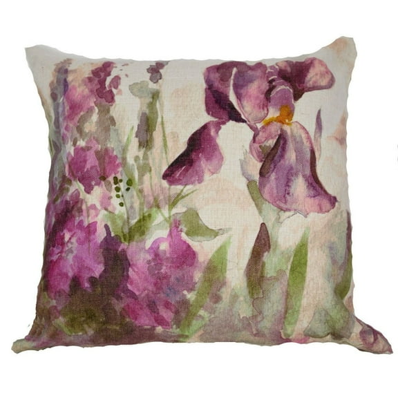 Golden Hill Studio 18" White and Purple Decorative Spring Iris Throw Pillow
