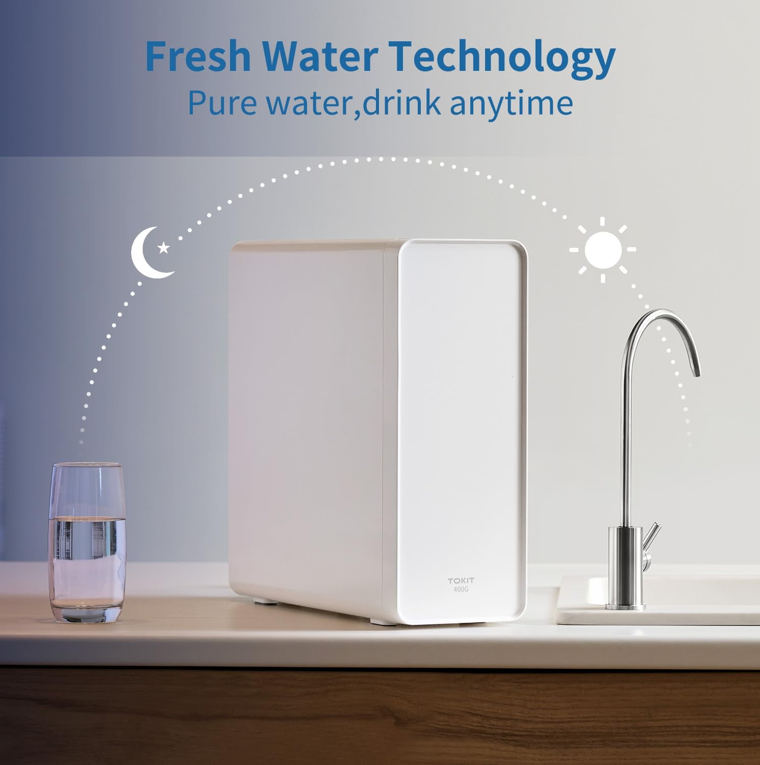 TOKIT U1 SE Under Sink Reverse Osmosis Water Filter System, 400 GPD, 2:1 Pure to Waste, Tankless, NSF/ANSI 42 & 58 Certified