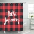 thumbnail image 1 of ZY-suttom Rouge Buffle Bonjour Janvier Plaid Aquarelle Abstrait Beau Rideau de Douche Noir 66x72 Pouces, 1 of 1