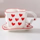 thumbnail image 2 of Taza de café de cerámica con forma de corazón y platillo, juego de tazas de porcelana para capuchino, leche, agua, café, café con leche, té, 2 of 8