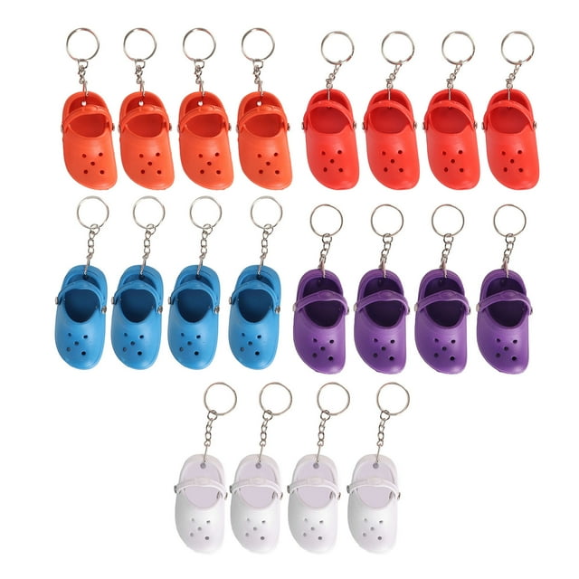 20Pcs Slipper Keychain Assorted Colors Soft Flexible Silicone Sturdy Hole Shoes Keychain for Bag Backpack Clothes