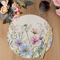 thumbnail image 3 of Spring Floral Round 13 Inch Placemats Set of 6, Wildflowers Herbs Summer Botanical Vintage HeatResistant Non Slip Place Mats for Dining Table, Wipeable Braided Kitchen Table Mats for Housewarming, 3 of 9