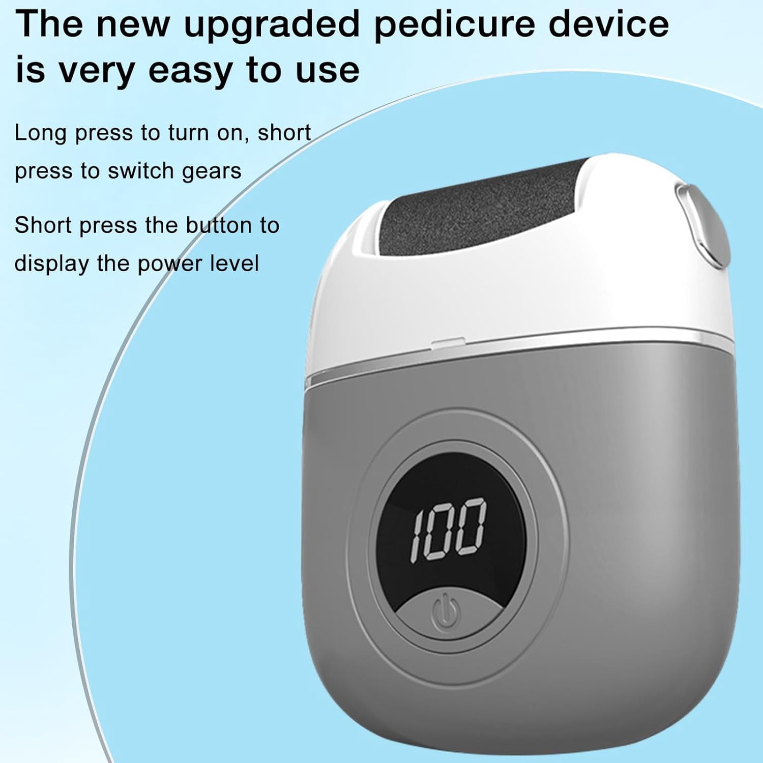 Upgrade Electric Foot File Callus Remover Digital Display 2 Speed With 3 Grinding Heads Foot Exfoliator Scrubber Grey