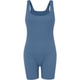 thumbnail image 4 of Women Yoga Romper Workout Ribbed Square Neck Sleeveless Sport Romper one Piece Short Jumpsuit, 4 of 5