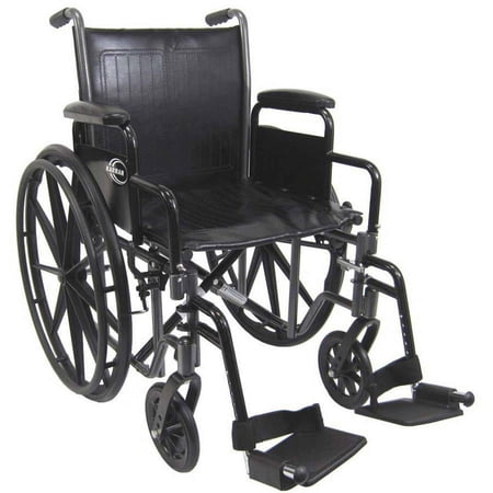Karman Healthcare LT-700NT Deluxe Lightweight Wheelchair with Removable Armrests, Silver Vein, 16 Inches Seat Width