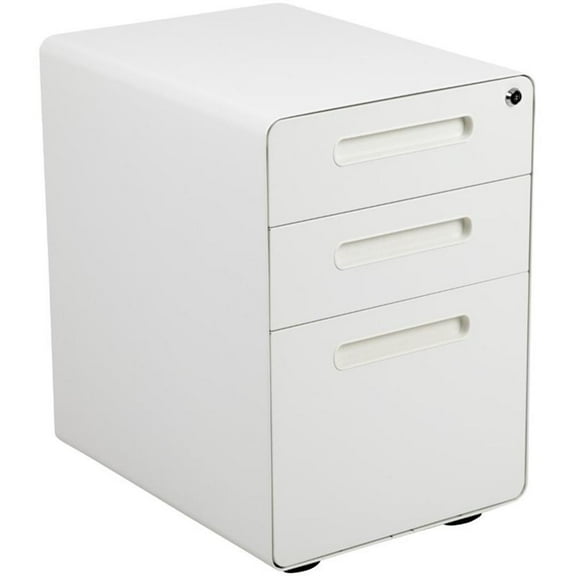 Bowery Hill Modern 3 Drawer Modern Mobile File Cabinet in White