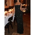 thumbnail image 3 of Dark Red (26003) Womens Slim-Fit Bodycon Evening Gown With Sequin Embellishment And Square Neck Spaghetti Straps, 3 of 5