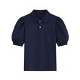thumbnail image 3 of YNGKMEA Uniform Polo Shirts for Girls Short Sleeve Peter Pan Collar School Uniform Shirts Kids Cute Puff Sleeve Polo Shirt, 3 of 6