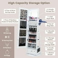 thumbnail image 5 of Giantex 360° Swivel Jewelry Cabinet, Standing Jewelry Armoire Organizer w/LED Light, Full Length Mirror & Dressing table, White, 5 of 9