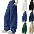 thumbnail image 2 of Wyobmus Womens Winter Cozy Lounge Pants Elastic Waist Teddy Wide Leg Pants Loose Fuzzy Pants Warm Soft Fleece Pajama Bottoms Sleepwear Casual Trousers Navy, 2 of 9