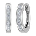 thumbnail image 2 of 1/5 Carat Channel Set Princess cut Diamond Huggies Earrings in 14k White Gold (I1-I2 Clarity), 2 of 3
