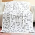 thumbnail image 2 of Cat Blanket White Cats Pattern Throw Blankets Cat Gifts for Girls Women and Cat Lover Flannel Soft Cute Presents Blanket with Cats On Them (50" X 60", Cat 2), 2 of 6