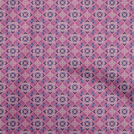 oneOone Cotton Cambric Pink Fabric Asian Kilim Diy Clothing Quilting Fabric Print Fabric By Yard 56 Inch Wide