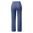 thumbnail image 4 of Linen Pants Women Summer,Petite Wide Leg Cotton Linen Pants with Pockets Comfy Casual Loose Lounge Trousers Blue S, 4 of 5