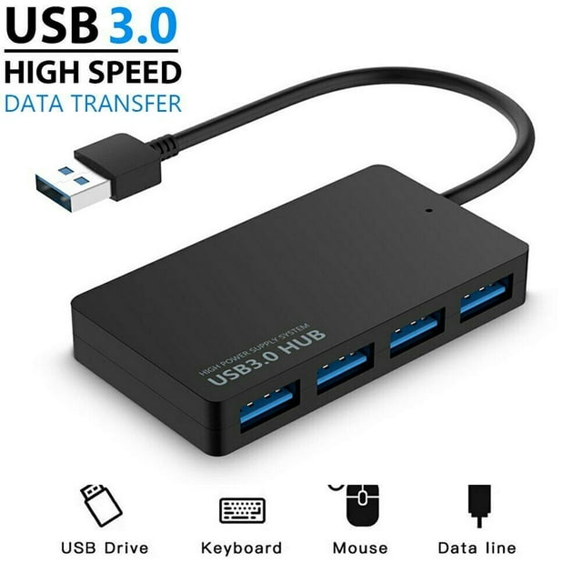 3.0 HIGH SPEED 4 PORT USB HUB MULTI SPLITTER EXPANSION FOR PC LAPTOP
