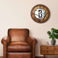 thumbnail image 5 of Brooklyn Nets 20.25" Faux Barrel Top Clock, 5 of 6