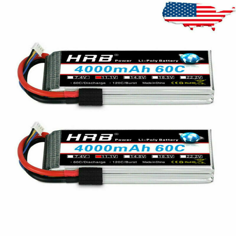 HRB 11.1V 6000mAh 50C 3S LiPo Battery HardCase For Slash 4x4 Rustler VXL Traxxas