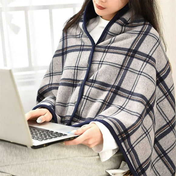 Warm Wearable Blanket, Poncho Blanket with Buttons, Comfy Fleece Cuddle Throw Wrap Cape,80x130cm