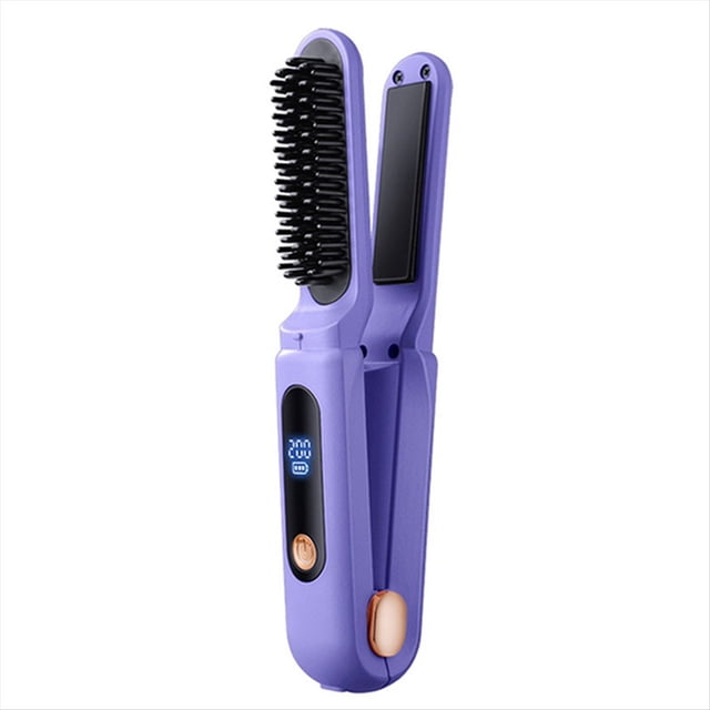Plancha de Pelo Digital 2 en 1 con 3 Temperaturas Ajustables, Color Violeta