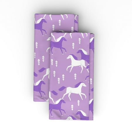 

Cotton Sateen Dinner Napkins (Set of 2) - Horses Purple Lilac Violet White Toddler Baby Girl Cowgirl Horse Pony Girly Print Cloth Dinner Napkins by Spoonflower