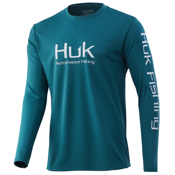 Huk Men's Icon X Deep Lake Large Solid Long Sleeve Performance Fishing Shirt
