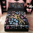 thumbnail image 2 of Erosebridal Watercolor Floral Zipper Full Size Comforter Sets with Fitted Sheet and 2 Pillowcases for Girls, Blue Botanical Leaf Print Zipper Bedding Set, Black Reversible, 4 Pieces, 2 of 7