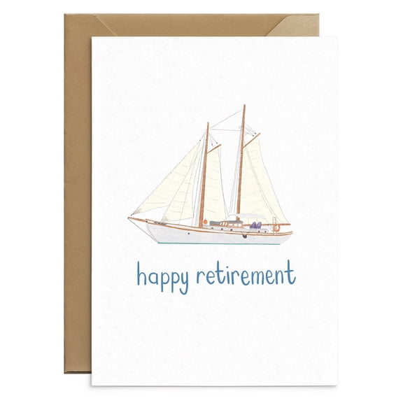Happy Retirement Card with Sailboat Design – Perfect for Celebrating Retirement Milestones – Envelope Included, Blank Inside for Personal Messages