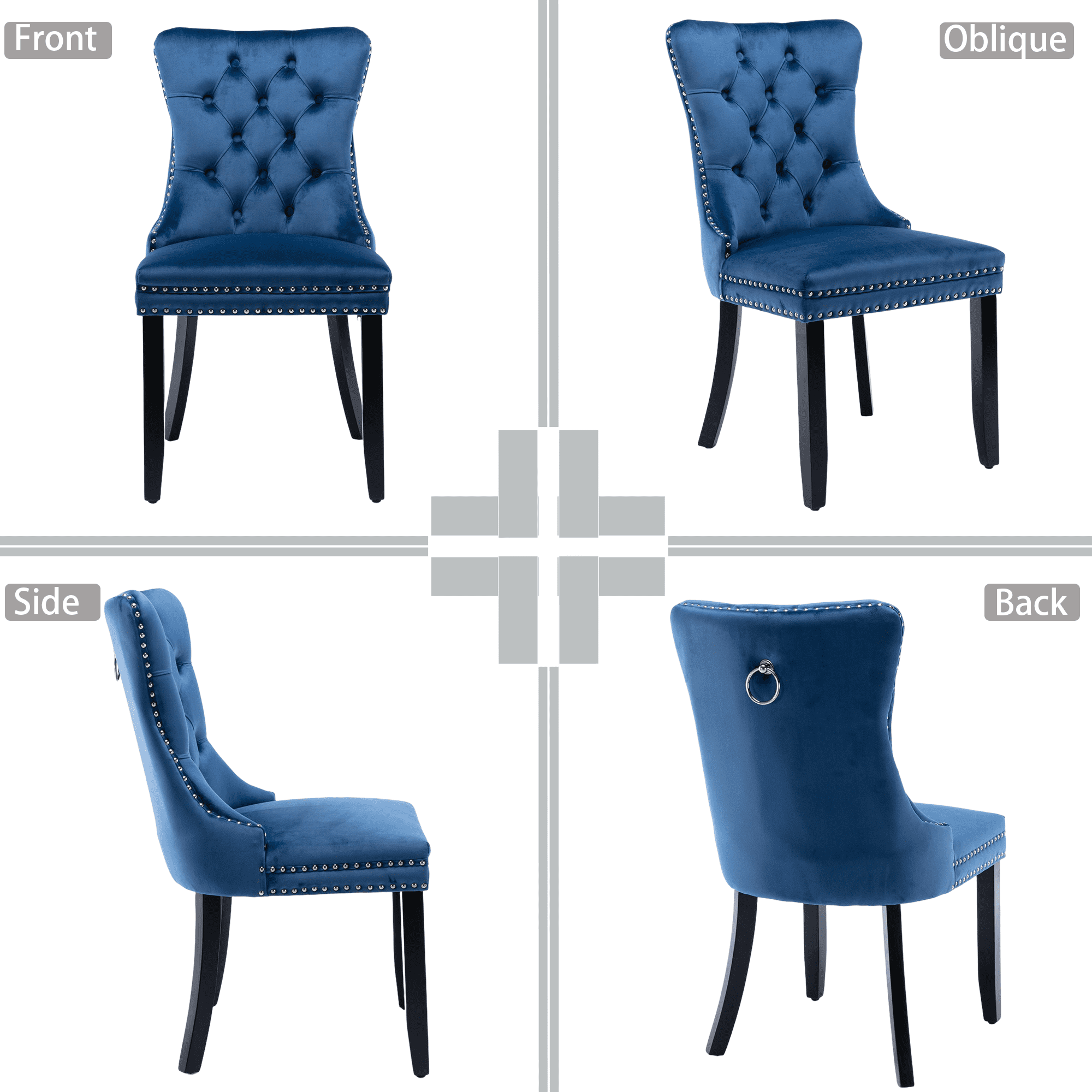 Velvet Tufted Dining Chairs Set of 6, Upholstered Accent Chairs with Solid Wood Frame for Kitchen & Dining Room