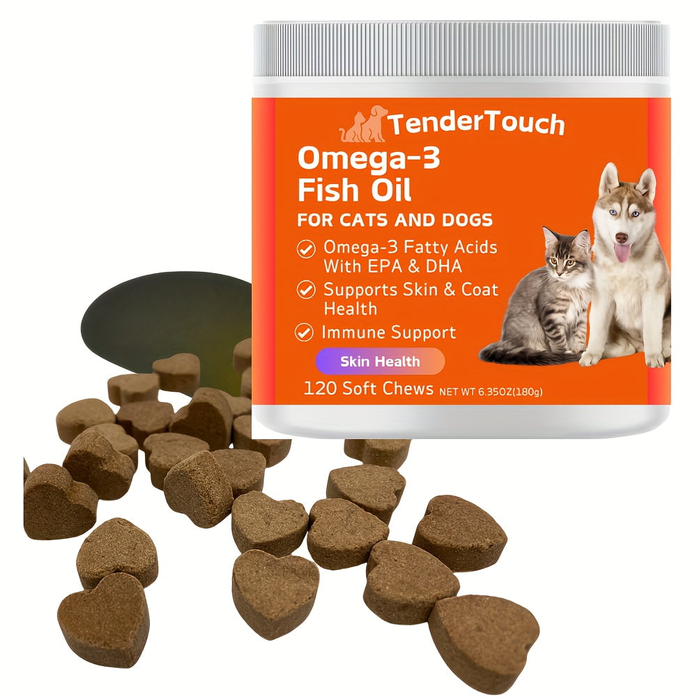 TenderTouch Omega 3 Fish Oil Supplement for Dogs & Cats, Omega 3 Fish Oil for Skin and Coat Health, Immunity, Joint, Brain & Heart, EPA + DHA