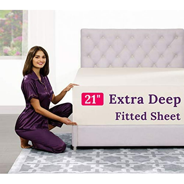 King Fitted Sheet Deep Pocket Extra, Extra Deep King Bed Sheets