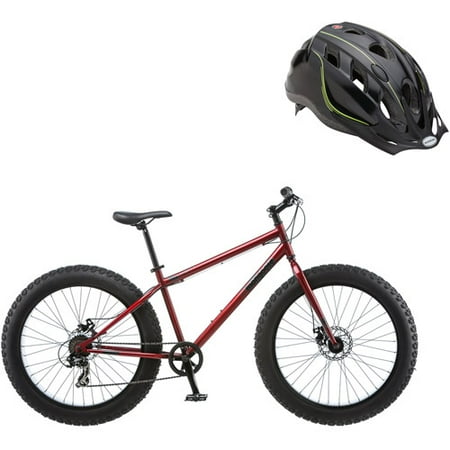 26" Mongoose Hitch Men's All-Terrain Fat Tire Bike and Bonus Helmet