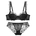 thumbnail image 1 of Sujetador de media copa, sujetador sexy, ropa interior ultrafina para mujer Pure Desire, conjunto de bragas con fruncido en el pecho pequeño, corsé francés, 1 of 5