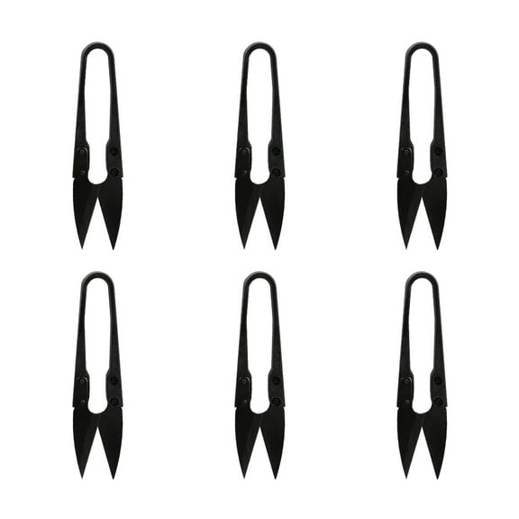 LEORX 6pcs U Shape Sewing Scissors Thread Cutter For Embroidery Cross Stitch Diy Crafts Trimming Nippers Black