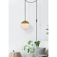 thumbnail image 6 of Midcentury Modern Eclipse 1 Light Brass Plug In Pendant with Frosted White Glass, 6 of 6