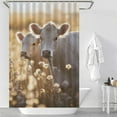 thumbnail image 2 of Farmhouse Highland Cow Funny Cattle And Flower Shower Curtain for Bathroom with 12Hooks, Polyester Fabric Thick Shower Curtain Washable Waterproof Curtain, 2 of 5
