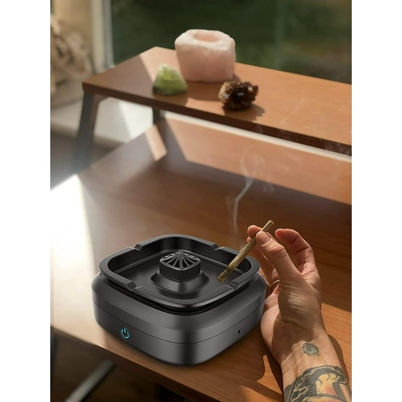Smokeless Ashtray Indoor Rechargeable for Home Car Office Black