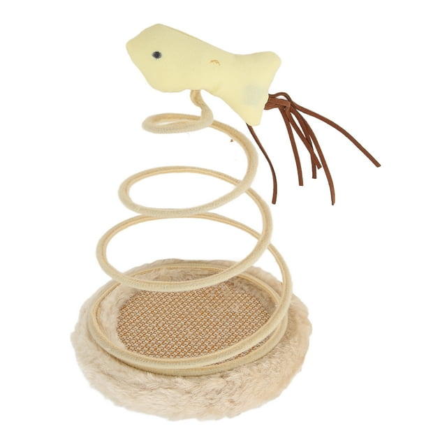 Jouet Interactif pour Chat en Peluche, Plateau à Ressort Jouet pour Chat Soulagement de l'Ennui Base à Gratter Haute Élasticité Pliable Intéressant Stable pour Poisson d'Intérieur, Balle