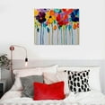 thumbnail image 5 of Acheng  Cololful Flower Painting - Abstract Floral Canvas Wall Art - Big Artwork for Livingroom Bedroom Over Bed Sofa Decor 16x12in, 5 of 6