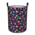 thumbnail image 6 of Lsque Skull rainbow color mushroom pattern Laundry Hamper Basket, Tall Woven Rope Hamper Basket for Clothes, Lightweight Storage Basket, Collapsible Waterproof-Small, 6 of 8