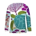 thumbnail image 4 of Womens Summer Beach Vacation Sea Turtle Tie-dye Long Sleeve V Neck T Shirts Casual Tops Tees, 4 of 4