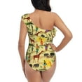 thumbnail image 5 of Easygdp Ethnic African Women's One Shoulder Ruffle Monokini Bathing Suits with Removable Chest Pad, Quick Drying - Medium, 5 of 8