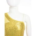thumbnail image 5 of Alvivi Kids Girls Hip Hop Street Dance Costume One Shoulder Sequin Crop Top with Pants Set Gold 6, 5 of 7