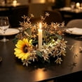 thumbnail image 5 of Artificial Flower Candle Ring – Mini Floral Wedding Wreath, 9.8 Inch Table Centerpiece for Party Home Door Decor, Multicolor, 5 of 7
