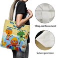 thumbnail image 3 of Noodle & Pals Bolso de tela con estampado de lienzo para mujer, bolsa de compras reutilizable y estética, con cremallera interior, regalo para mujer,40*40cm., 3 of 6
